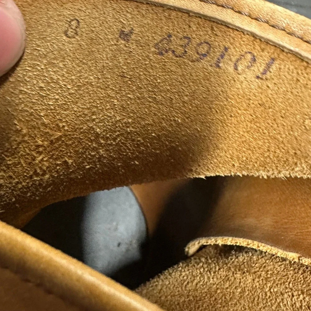 LL Bean Lounger Boots Mens 8 M Tan Brown Buckle Strap Duck Boots Made in Maine